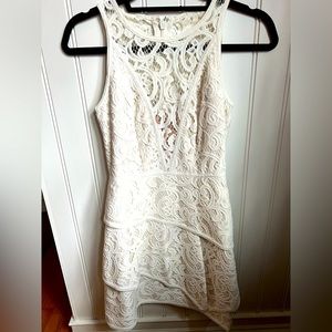 BCBG lace mini dress in white